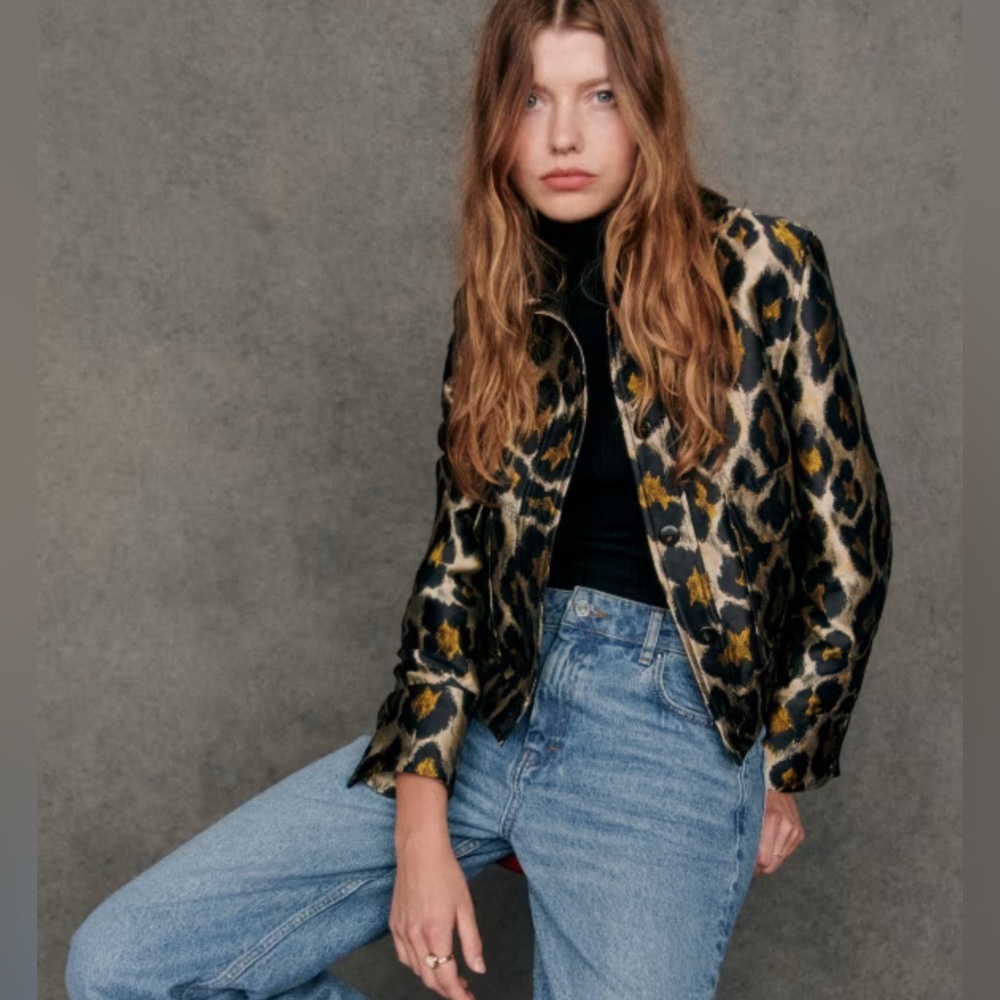 Sezane Animal Print Blazer